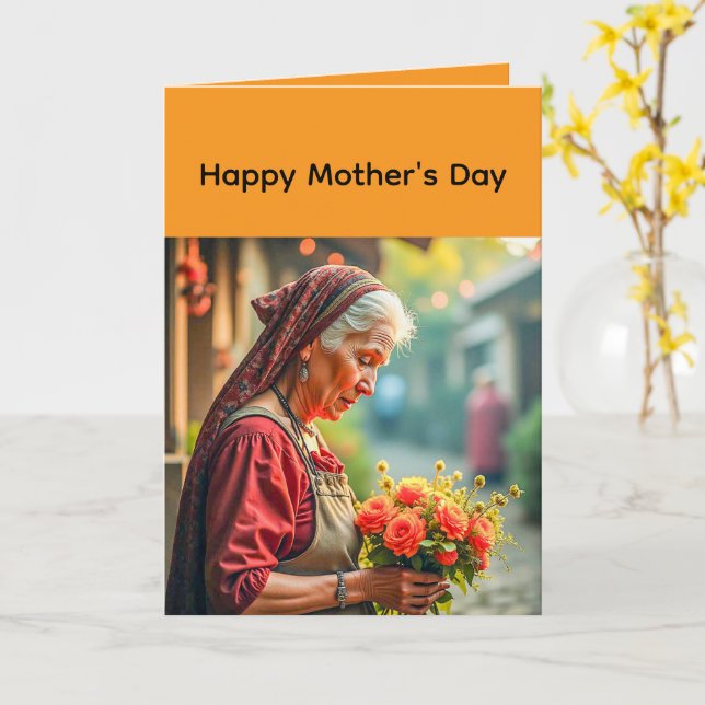 Carte Folded Greeting Card for Mother's day (Fleur jaune)
