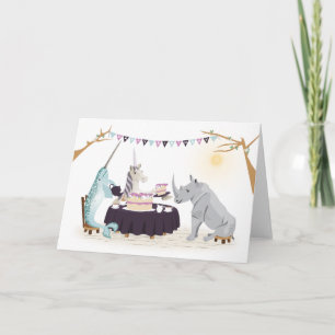 Carte Folded Greeting Card 'Unicorn Tea Party'