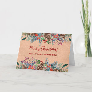 Carte Foliage rustique Godson Joyeux Noël