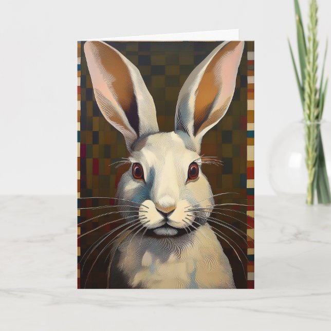 Carte Folk Art Bunny Rabbit Art Blank Card (Devant)