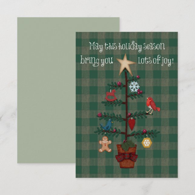 Carte Folkart Arbre de Noël Plaid Revêtement (Devant / Derrière)
