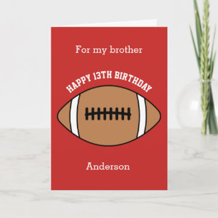Carte Football rouge 13e anniversaire frère