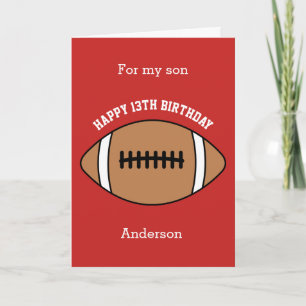 Carte Football rouge 13ème anniversaire de son fils