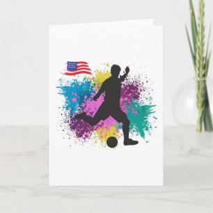 Carte Football USA Grungy Couleur Splashes
