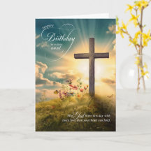 For Aunt Christian Birthday Cross on Hill