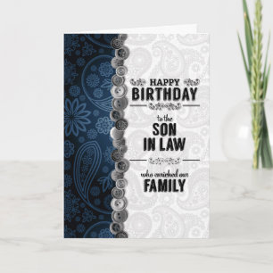 Carte For Our Son-in-Law Blue Paisley Birthday