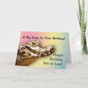 Carte For Son-in-law card with a smiling alligator