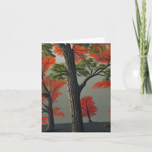 Carte Forêt Abstraite du nord de l'automne (Devant)