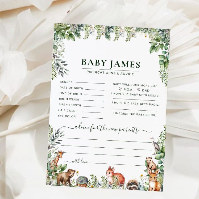 Carte Forêt Bois Animaux Prédictions du Baby shower (Créateur téléchargé)