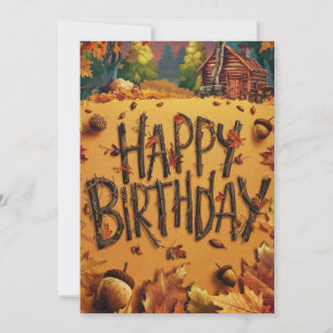 Carte Forêt Chaude À L'Automne Chute Joyeux Anniversaire