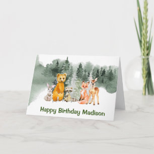 Carte Forêt d'animaux forestiers Anniversaire personnali