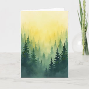 Carte forêt d'anniversaire brume dorée