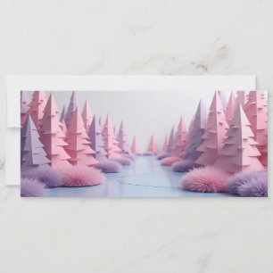 Carte foret de sapins origami rose 