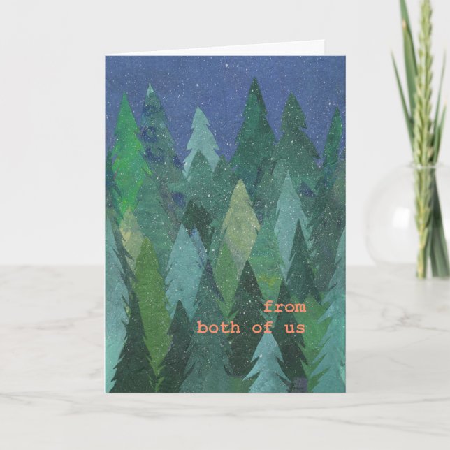 Carte Forêt des arbres de Noël neigeux de nous deu (Devant)