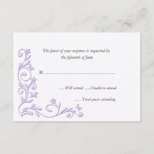 Carte formelle élégante de réponse de mariage