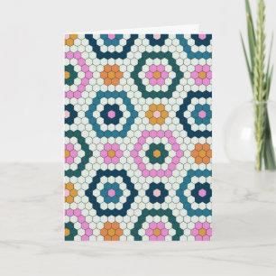 Carte Formes d'hexagone mignonne Motif de carreaux Turqu