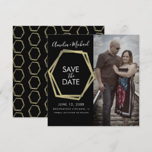 Carte Formes Géométriques Or Save the Date