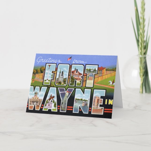 Carte Fort Wayne Indiana Grandes lettres voeux (Devant)