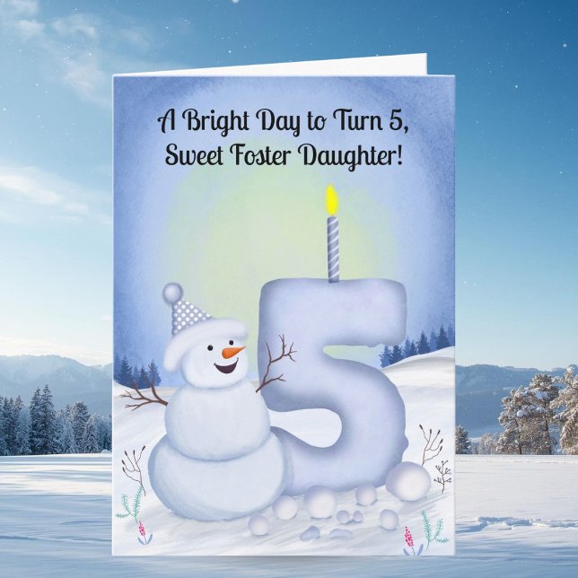Carte Foster Daughter 5th Birthday Snowman Snowy  (Créateur téléchargé)