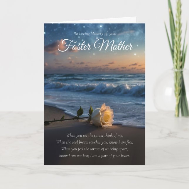 Carte Foster Mère Rose de sympathie sur la plage (Devant)