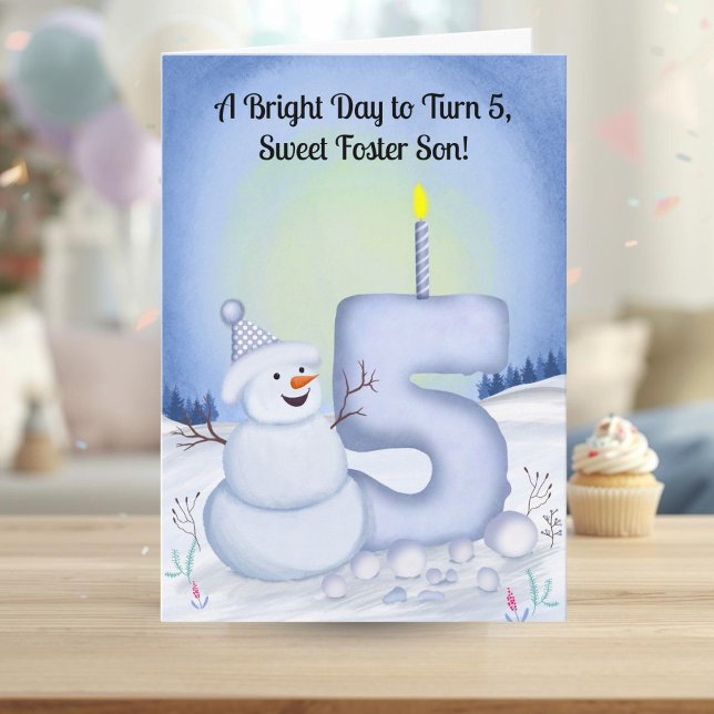 Carte Foster Son 5th Birthday Snowman Snowy  (Créateur téléchargé)