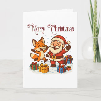 Carte Fox and Santa Christmas Folded Greeting Card