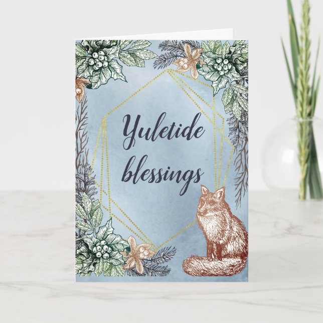 Carte Fox floral de solstice d'hiver (Devant)