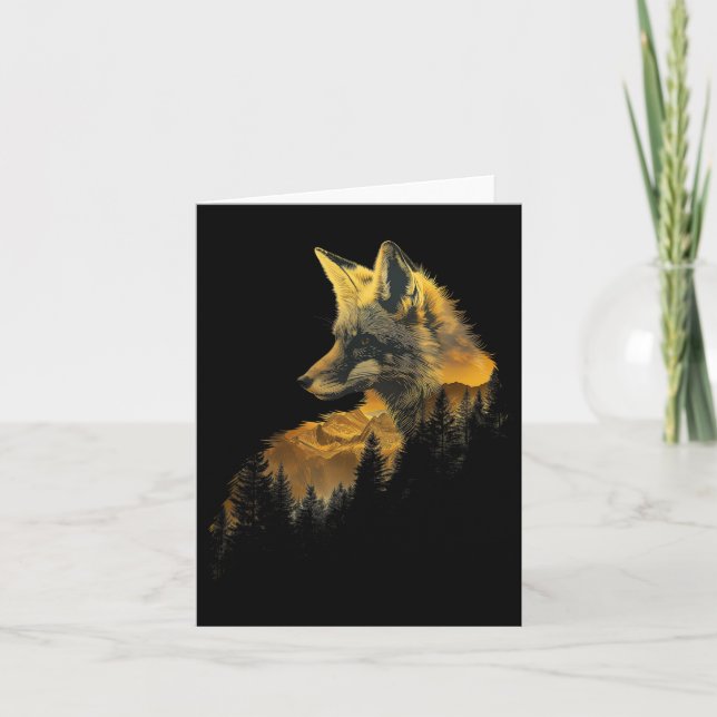 Carte Fox Forest Nature Lover Mountains Randonnée Campin (Devant)