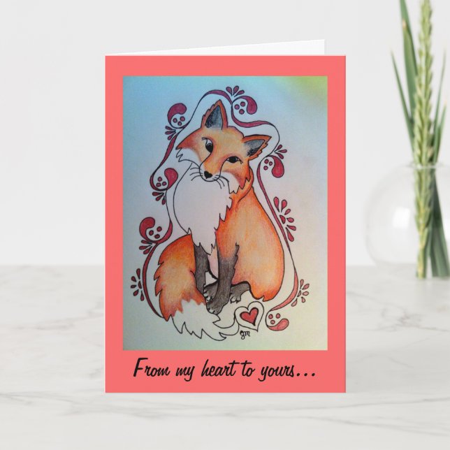 Carte Fox & Heart Valentine (Devant)