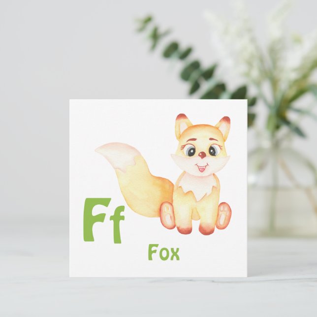 Carte Fox personnaliser ABC : Lettre F - Ajouter votre n (Debout devant)