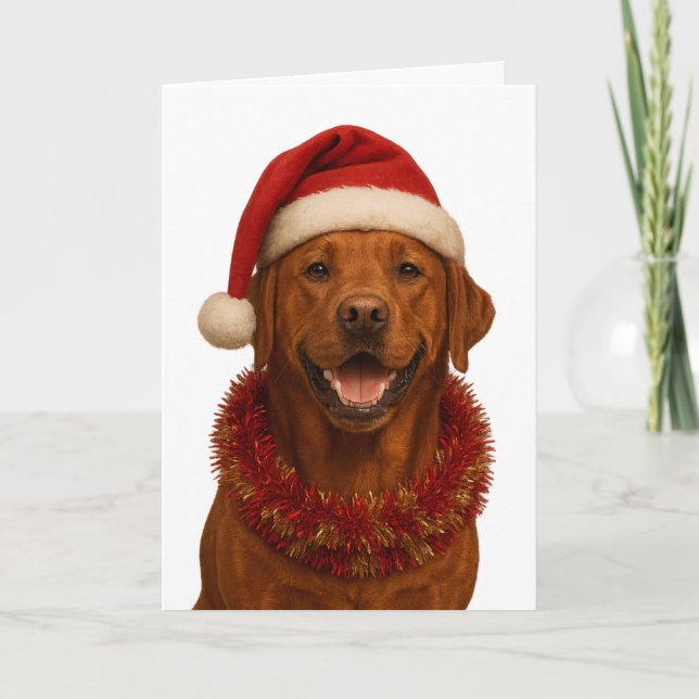 Carte Fox red Labrador Retriever Christmas card (Devant)