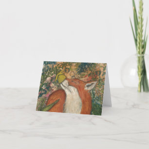 Carte Fox rouge et jonquille Ceville d'art de médias