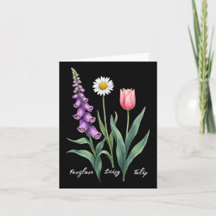 Carte Foxglove Daisy Tulip Flower Design Floral Girl Mom