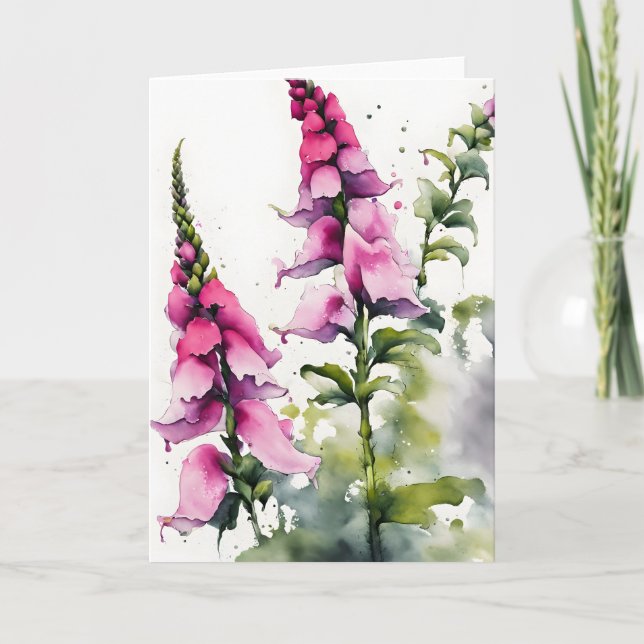 Carte Foxglove - Watercolor flowers (Devant)