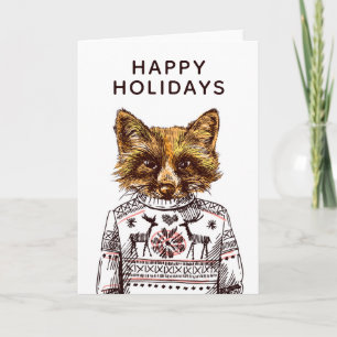Carte Foxy habillé Fox   Ajouter votre texte