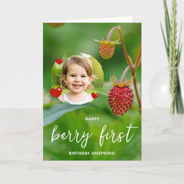 Carte Fraise Photo personnalisée Bonne Berry Premier ann (Devant)