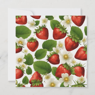 Carte Fraises, Feuilles et fleurs dynamiques
