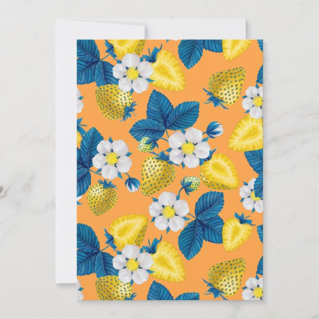Carte Fraises jaunes sur orange (Devant)