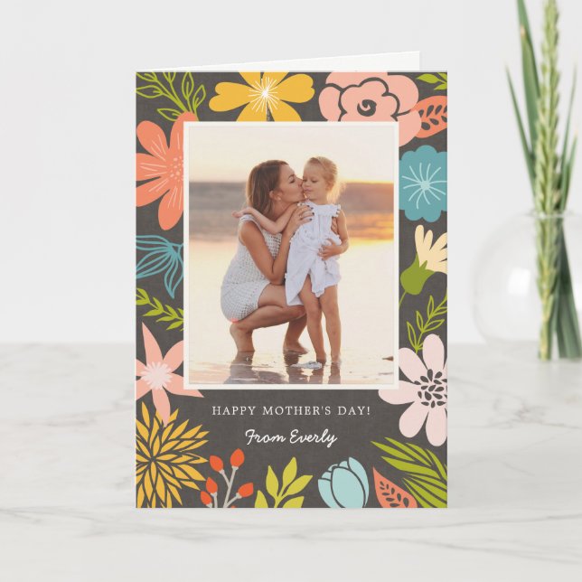 Carte Frame Floral Photo Fête des Mères (Devant)