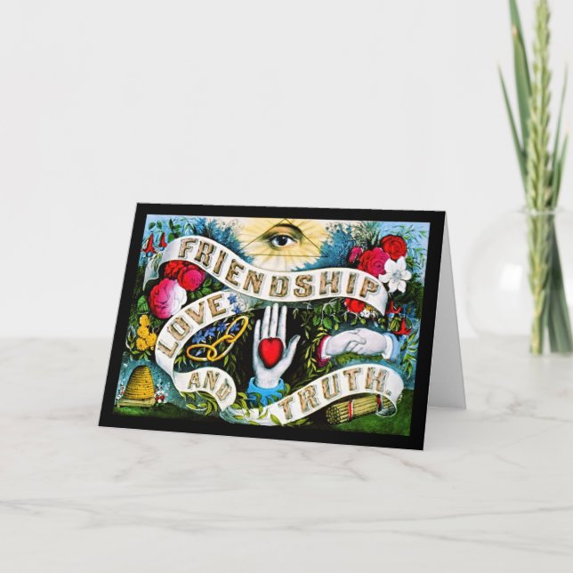 Carte Franc-maçonnerie Floral Romantique amitié amour vé (Devant)