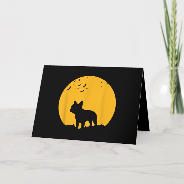 Carte Français Bulldog Moon Halloween Conception inspiré (Devant)