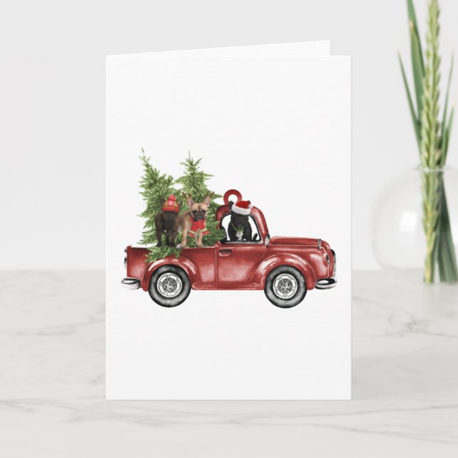 Carte Français en voiture Noël Ornament Chien Noël (Devant)