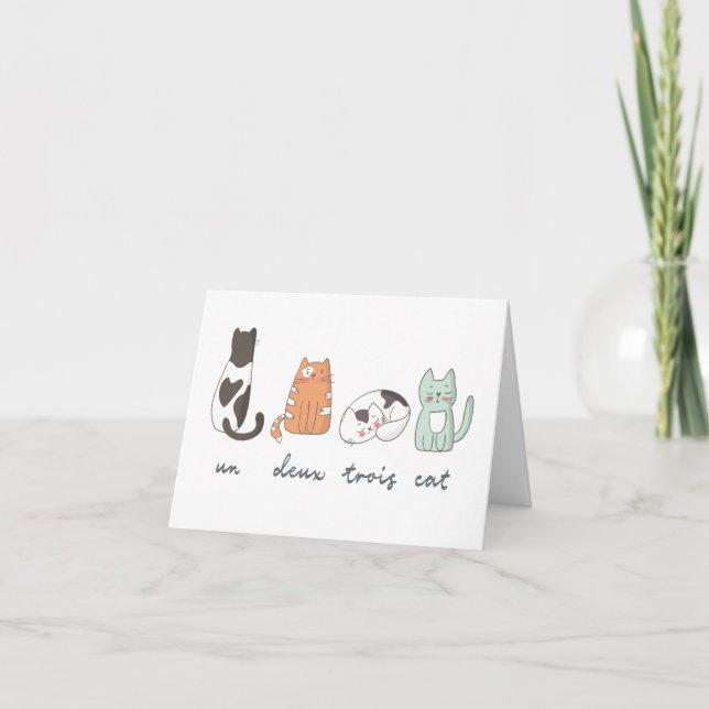 Carte française mignonne drôle de chat (Devant)