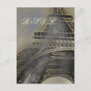 carte française parisienne de rsvp de mariage de
