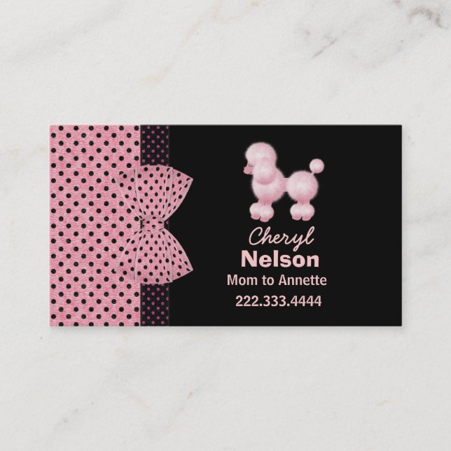 Carte française rose chic de maman de caniche (Devant)