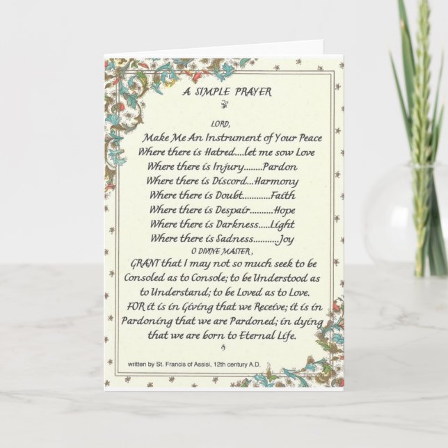 Carte francis=florentine simple de =pope de St Francis (Devant)