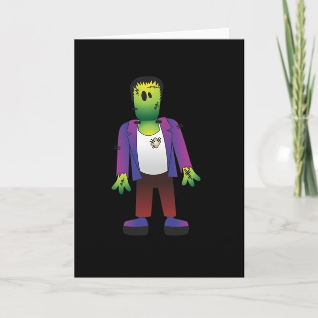 Carte Frankenstein mignon Halloween (Devant)