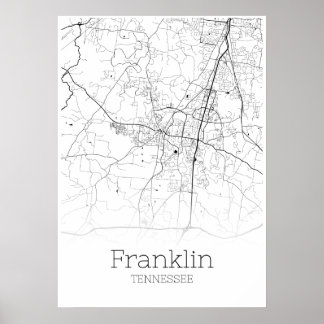 Carte Franklin - Tennessee - Poster de carte de vi