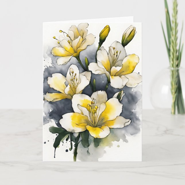 Carte Freesia - Watercolor flowers (Devant)