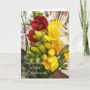 Carte Freesias 65e anniversaire de Mariage personnalisé